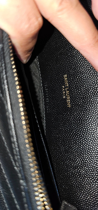 YSL cassandre envelope chain wallet in grain de poudre leather noir