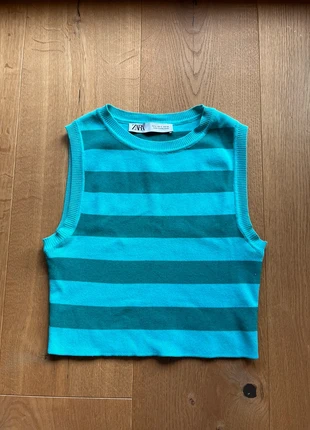 ZARA Sleeveless Striped Top – Size S – Turquoise & Light Blue – Very Good Condition – Trendy Shirt, brand: Zara, condizioni: Ottime, taglia: S / IT 40 / EU 36, €6.90, €7.95 include la Protezione acquisti