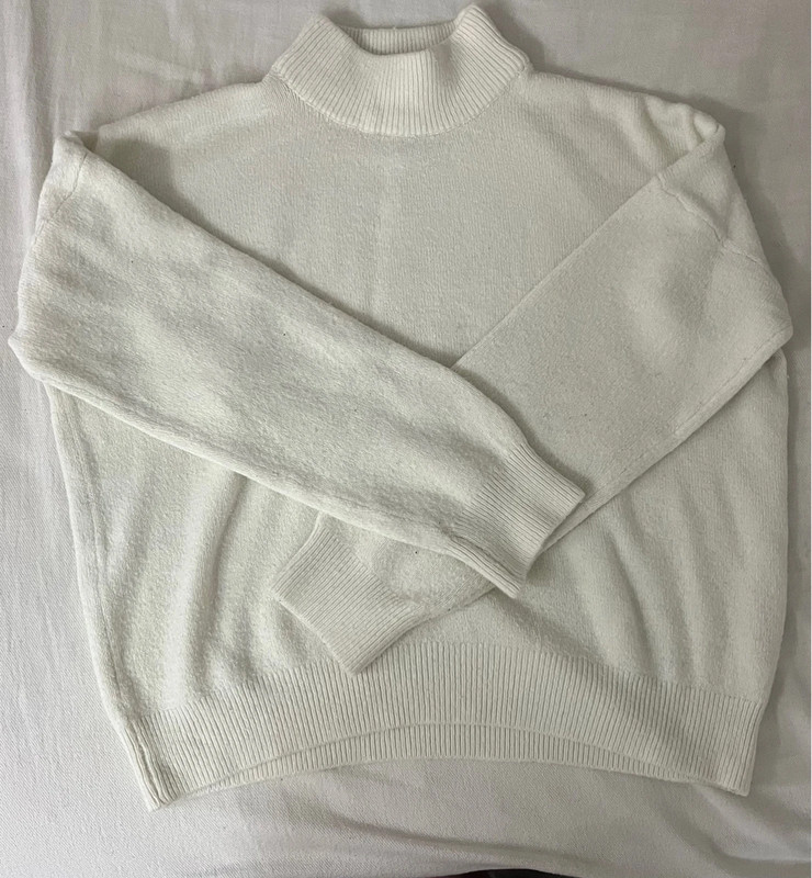 Pull blanc col haut