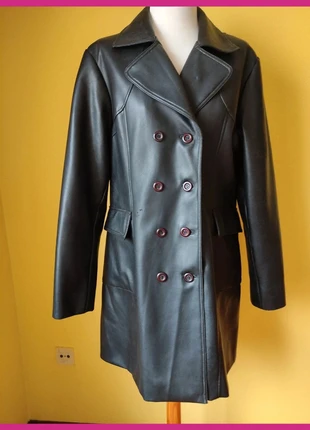 Abrigo estilo trench de polipiel negro Caticceli XL, marque: Caticceli, état: Bon état, taille: XL / 42 / 14, 15,00 €, 16,45 € Protection acheteurs incluse
