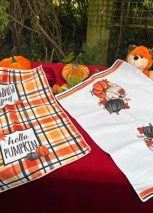 Lot de 2 torchons automnaux « Hello Pumpkin », merk: cosy, staat: Heel goed, € 12,00, € 13,30 inclusief Kopersbescherming