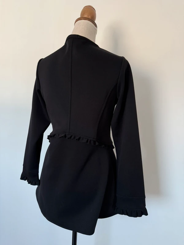 Haut manches noir femme volant cardigan zip blazer tailleur M blouse t-shirt - photo numéro 5