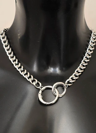 Mens Duel Ring Silver Chain Necklace, condition: New without tags, £5.99, £6.99 includes Buyer Protection