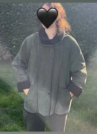 Manteau vert à fourrure noire, marca: Claire Neuville, estado: Muito bom, tamanho: XXL / 44 / 16, €5.00, €5.95 inclui Proteção do Comprador