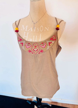 💕 blouse kaki d’été doublé bretelles avec perles taille 42 xl #camaieu, brand: Camaïeu, condizioni: Ottime, taglia: XL / IT 46 / EU 42, €8.00, €9.10 include la Protezione acquisti