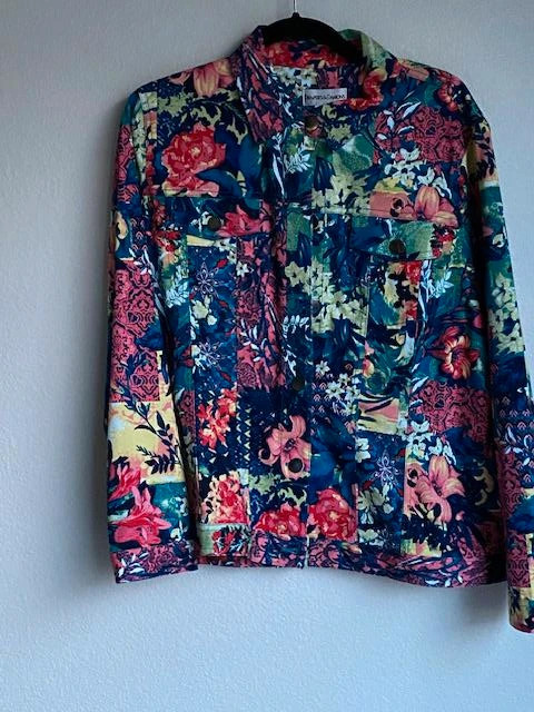 Draper'S & Damon'S Bold Floral Pattern Jean Jacket Style  Xl 2