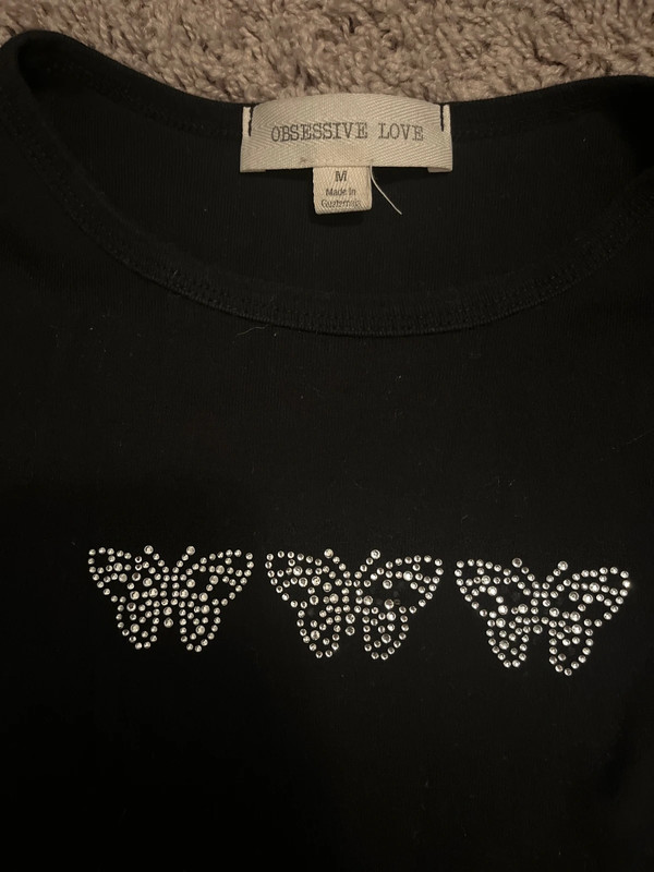 Butterfly bedazzled cropped top 2