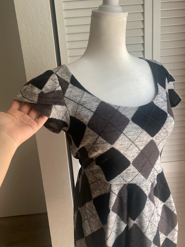 Black and gray argyle dress 3