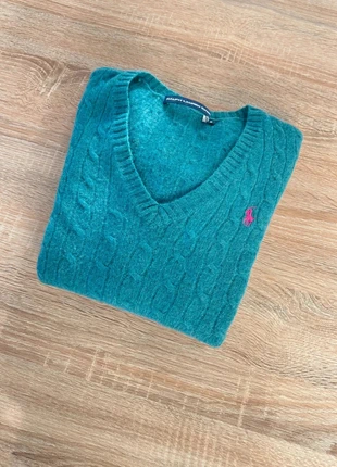 Pull torsadé Ralph Lauren Sport en Laine Col V Vert Emeraude - Taille M Femme, brand: Ralph Lauren Sport, condition: Good, size: M / 38 / 10, €33.00, €35.35 includes Buyer Protection