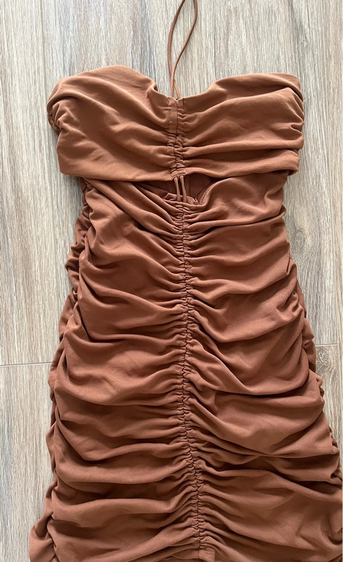 Zara halter neck brown cocktail dress 2