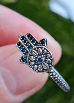 Superbe bague Argent S925 Main Protectrice zircones bleu femme taille 60, brand: Argent, condition: Very good, size: 19 mm Ø, €26.00, €28.00 includes Buyer Protection