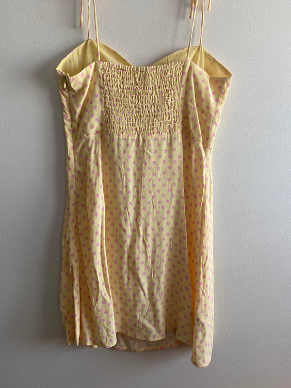 MANGO Summer Dress 'Amelia' in Pastel Yellow pink polka dot size S 2