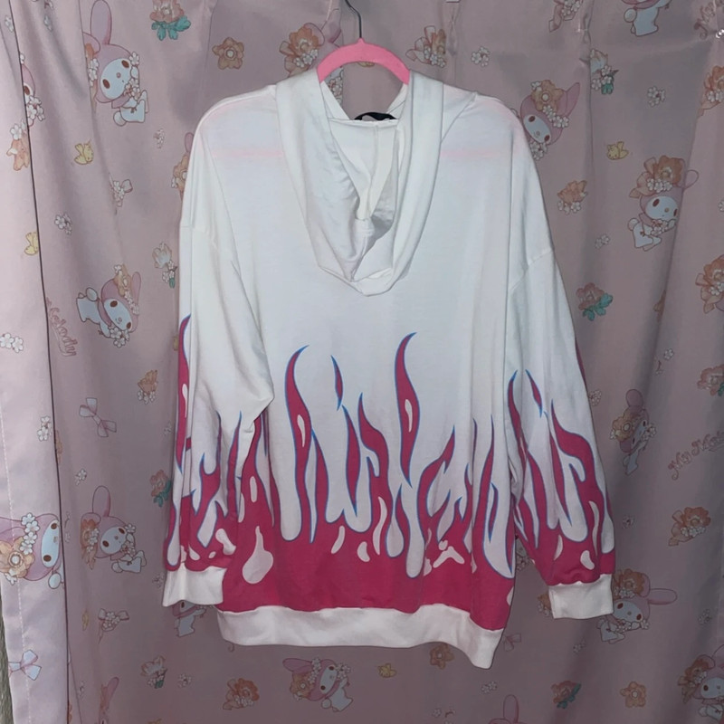 SHEIN Fire Print Oversized Long Sleeve Hoodie 2