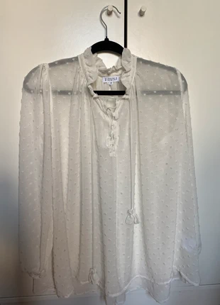 Blouse Claudie Pierlot blanche plumetis col volanté taille 38 femme chic bohème, brand: Claudie Pierlot, condition: Very good, size: M / 38 / 10, €45.00, €47.95 includes Buyer Protection