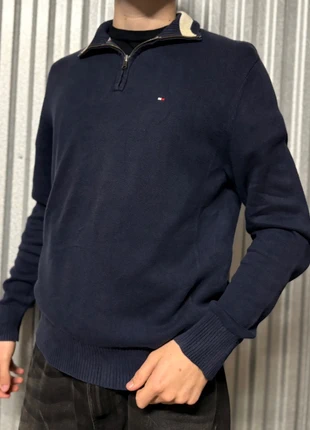 1/4 zip Tommy Hilfiger bleu marine brodé pull col camionneur coton sweat half zip PT1-1, brand: Tommy Hilfiger, condition: Very good, size: S, €34.90, €37.35 includes Buyer Protection Pro