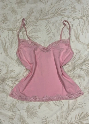 Coquette roze kanten topje met strikje en spaghettibandjes, brand: COQUETTE, condition: Very good, size: L / 40 / 12, €10.00, €11.20 includes Buyer Protection