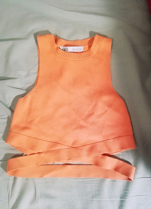 Zara orange knit cropped top BNWT