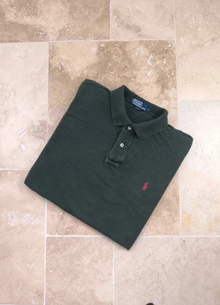 Polo Ralph Lauren - Homme L coupe droite vintage - Vert foncé logo rouge - Coton piqué, marca: Ralph Lauren, estado: Muito bom, tamanho: L, €23.00, €24.85 inclui Proteção do Comprador Pro