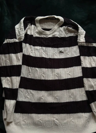 Vintage Black & White Hooped Knit w/ Crocodile (L), brand: Lacoste, condition: Good, size: L, £13.00, £14.35 includes Buyer Protection