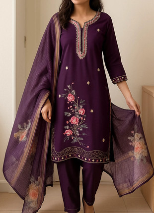 Ensemble pakistanais / indien 3 pièces brodé violet - salwar kameez dupatta, marque: bollywood suit, état: Neuf sans étiquette, taille: S / 36 / 8, 40,00 €, 42,70 € Protection acheteurs incluse