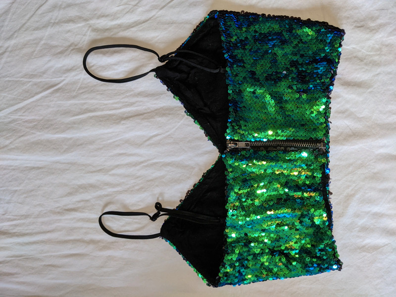 Green Sequin Bralette Crop Top