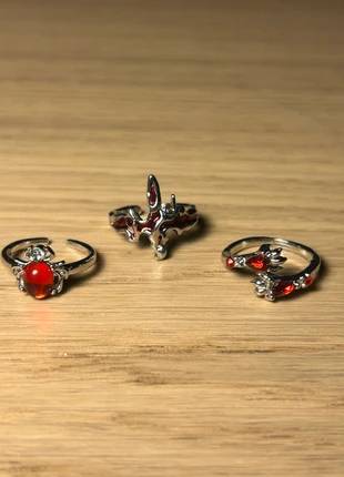 Lot de 3 bagues CHROME pierre rouge – ajustables acier inoxydable, marque: CHROME, état: Très bon état, taille: Ajustable, 10,90 €, 12,15 € Protection acheteurs incluse