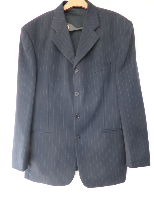 Jeremy Strauss Navy Pinstripe 3 Piece Suit Size 40 Regular | Vinted