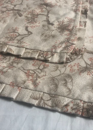Vintage Pair of Cream Beige Tree Pattern Ruffle Frill Edge Dralon Cushion Covers, condition: Good, size: Other, £8.00, £9.10 includes Buyer Protection Pro