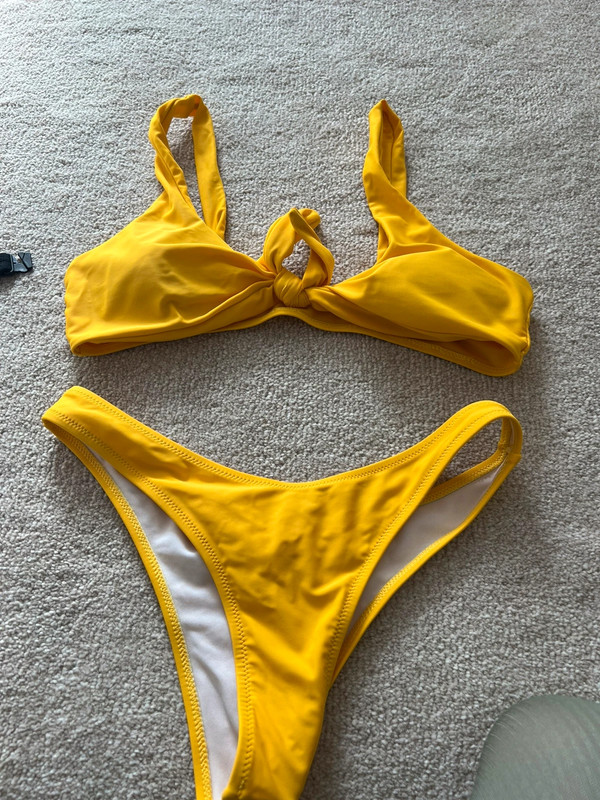 Yellow Tie Front Boy Short Bikini Two Piece Set - Yellow / S