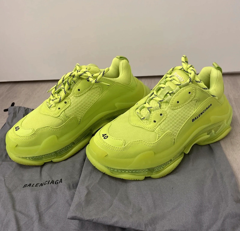 Balenciaga Triple S Clear Sole Sneaker Neon Yellow Green 40