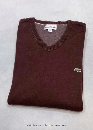 Pull Lacoste récent col en V Rouge Bordeaux Homme 100% Coton Old money - Taille L /225R, marque: Lacoste, état: Très bon état, taille: L, 49,00 €, 52,15 € Protection acheteurs (Pro) incluse