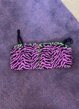 Elsie and Fred sequin zebra crop top green pink, brand: Elsie & Fred, condition: Very good, size: S / UK 8-10, £6.50, £7.53 includes Buyer Protection