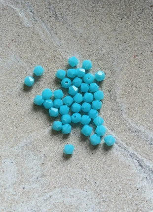 Fil de perles toupies en verre bleu turquoise 4 mm - PTU1-9, estado: Novo com etiquetas, €1.00, €1.75 inclui Proteção do Comprador Pro