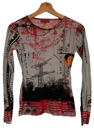 Top en mesh vintage original multicolore motif music taille M, marque: Vintage, état: Très bon état, taille: M / 38 / 10, 12,00 €, 13,30 € Protection acheteurs (Pro) incluse