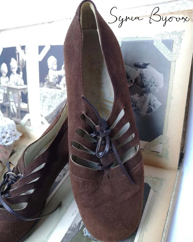 Scarpe vintage anni 60 70 camoscio marrone ciccolata