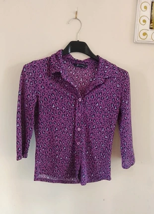 👒 Stradivarius Taille 36 Chemise noire et Violette léopard 👒, marke: Stradivarius, zustand: Sehr gut, größe: S / 36 / 8, 5,00 €, 5,95 € inklusive Vinted-Käuferschutz