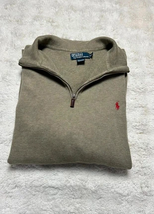 Pull sweat quarter half 1/4 zip Ralph Lauren couleur vert kaki logo rouge taille XXL en bon état, brand: Ralph Lauren, condition: Good, size: XXL, €34.99, €37.44 includes Buyer Protection Pro