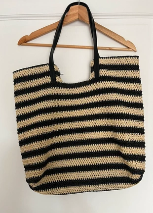 🥥 Joli sac de plage en rafia beige & noir, marca: Primark, estado: Muy bueno, 6,00 €, 7,00 € Protección al comprador incluida