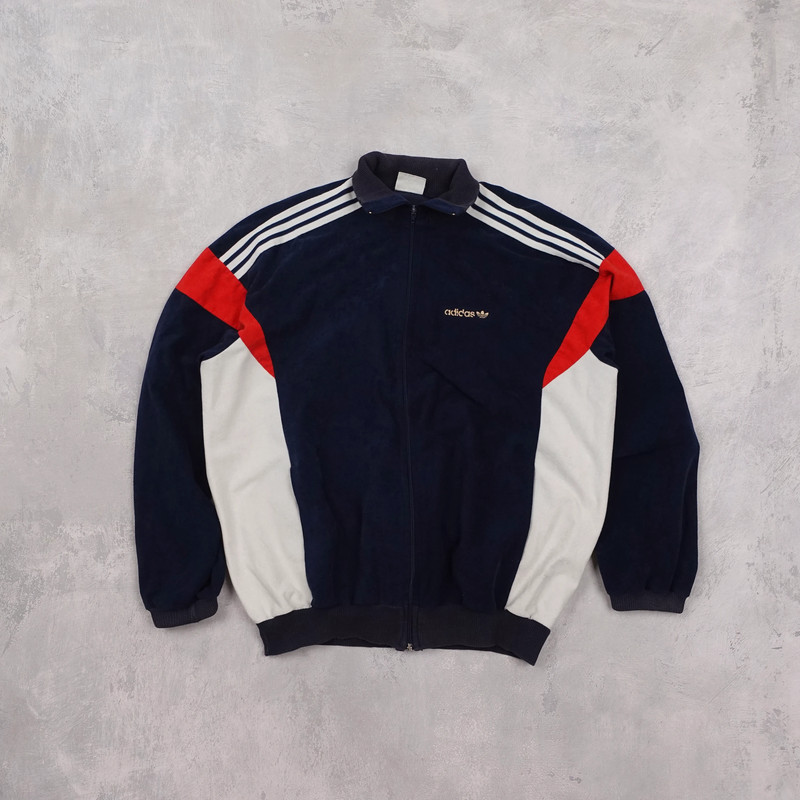 Rzadkie Vintage Adidas 70s Welurowa Bluza Rozpinana Zip Tracksuit Top Jacket Vinted