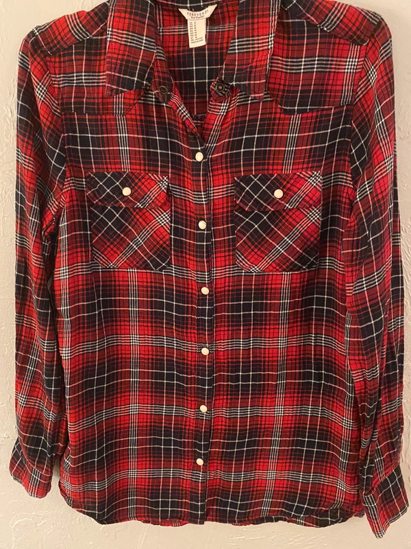 Forever 21 Red and Black Plaid Button Down 2