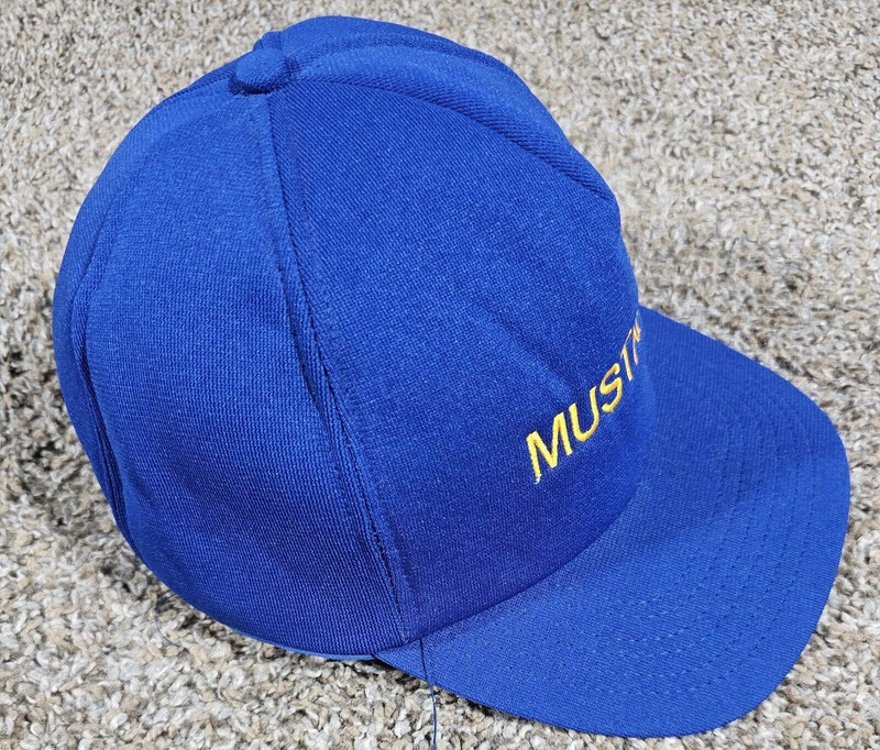 Vintage Crown Snapback Hat Blue Mustangs Made In Usa 3