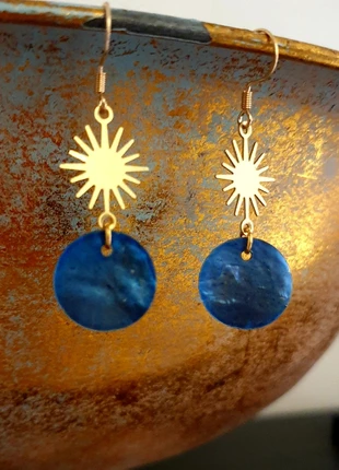 Boucles d'oreilles avec breloques en nacre crochets en argent, marke: Fait Main, zustand: Sehr gut, 6,00 €, 7,00 € beinhaltet Vinted-Käuferschutz Pro