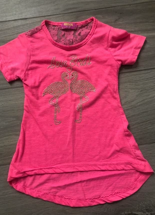 Teeshirt rose dentelle , brand: Fashion Girl, condition: Very good, size: 8 years / 128 cm, €2.50, €3.33 includes Buyer Protection