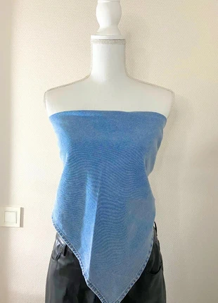 Black Fashion - Haut Épaules Dénudés En Jean, À Nouer - Bleu - Taille M, brand: Black Fashion, condition: New with tags, size: M / 38 / 10, €11.00, €12.25 includes Buyer Protection Pro