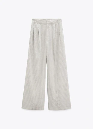Pantalon gris et fluide à rayure type costume - Zara, brand: Zara, condition: New without tags, size: M / 38 / 10, €16.00, €17.50 includes Buyer Protection