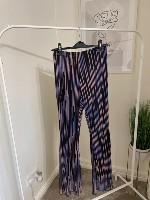 Silver & Rose Striped Flare Pants 