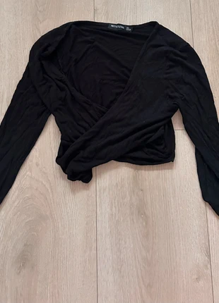 Langarm Shirt Wickel Look Stretch Gr XL /L 42 v ausschnitt tief crop top bauchfrei, brand: PrettyLittleThing, condizioni: Ottime, taglia: XL / IT 46 / EU 42, €3.00, €3.85 include la Protezione acquisti