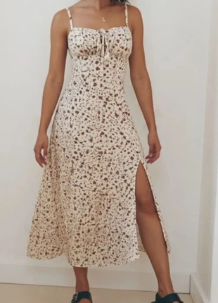 Robe midi à fines bretelles imprimé fleuri beige et rose style été bohème, brand: Bai Amour, condition: Very good, size: M / 38 / 10, €29.99, €32.19 includes Buyer Protection