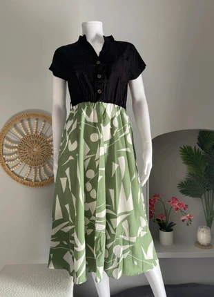 robe longue fluide avec jupe à imprimés géométriques / taille 36, merk: Boutique indépendante, staat: Heel goed, maat: S / 36 / 8, € 22,00, € 23,80 inclusief Kopersbescherming