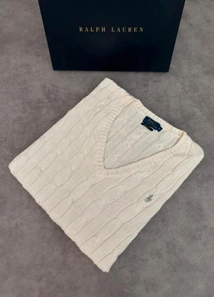 Pull col V Ralph Lauren crème logo gris femme taille M, marque: Ralph Lauren, état: Très bon état, taille: M / 38 / 10, 56,00 €, 59,50 € Protection acheteurs incluse